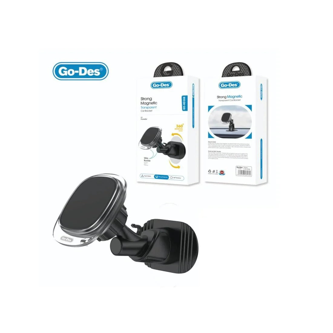 Go-Des GD-HD808 Magnetic Air Vent Car Mount – Metal Hook Universal Phone Holder with 360° Rotation | UAE