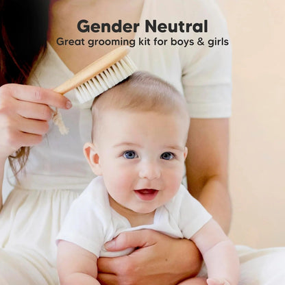 Kidilo Baby Comb & Brush Set – 3-Piece Wooden Soft Bristle Grooming Kit