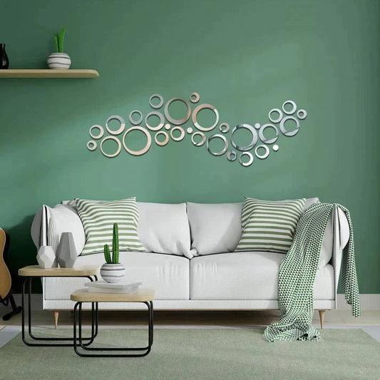 3D Ring 42 Silver Acrylic Mirror for Wall Decor