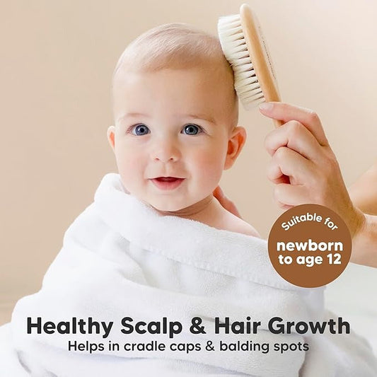 Kidilo Baby Comb & Brush Set – 3-Piece Wooden Soft Bristle Grooming Kit