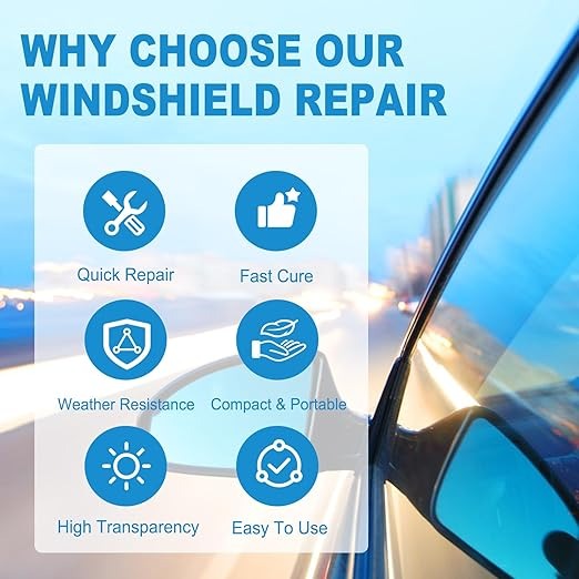Windshield Crack Repair Kit – DIY Glass Chip & Crack Restoration Tool with UV Resin Formula | UAE