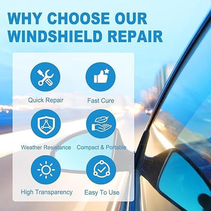 Windshield Crack Repair Kit – DIY Glass Chip & Crack Restoration Tool with UV Resin Formula | UAE