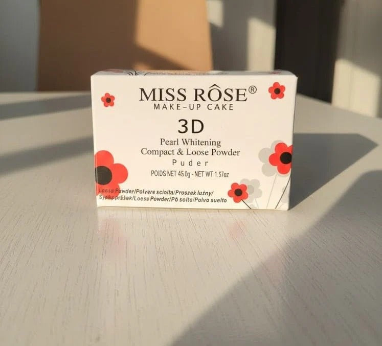 Miss Rose 3D Pearl Whitening Compact &amp; Loose Powder – 45g