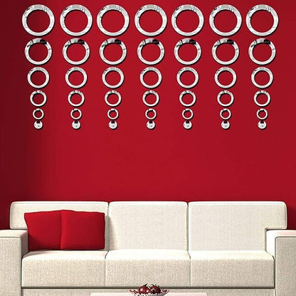 3D Ring 42 Silver Acrylic Mirror for Wall Decor