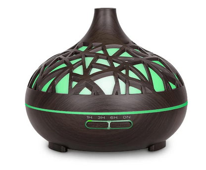 Wooden Lattice Design Ultrasonic Aroma Diffuser – 300ML