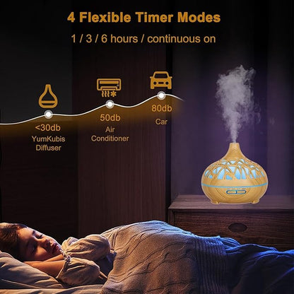Wooden Lattice Design Ultrasonic Aroma Diffuser – 300ML