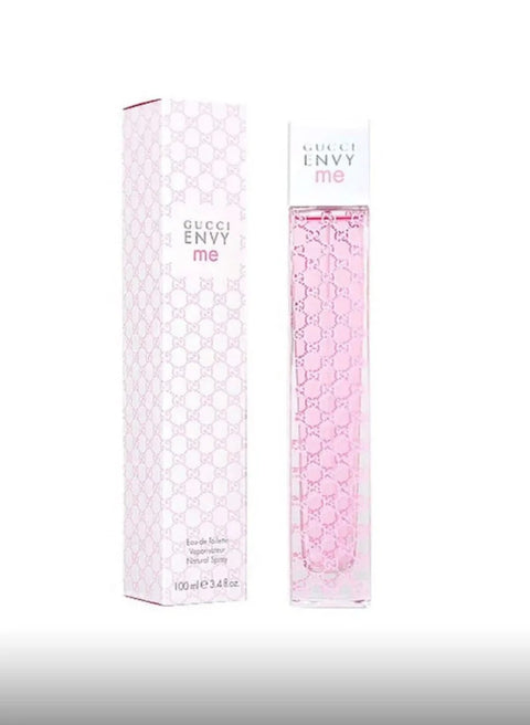 Gucci Envy Me perfume bottle and packaging on a white background