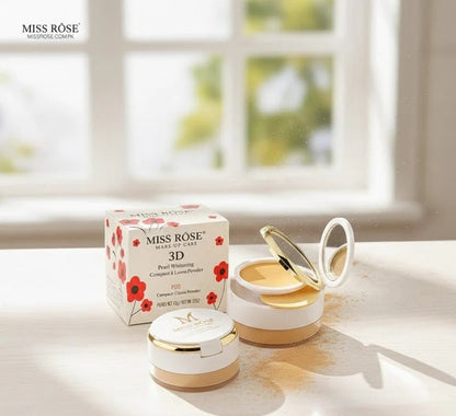 Miss Rose 3D Pearl Whitening Compact &amp; Loose Powder – 45g