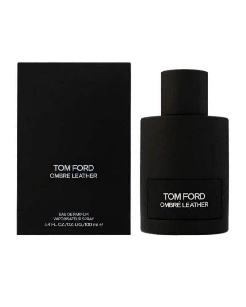 Tom Ford Ombre Leather perfume bottle and packaging on a white background