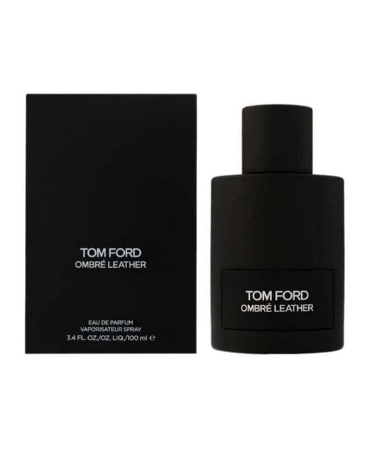 Tom Ford Ombre Leather perfume bottle and packaging on a white background