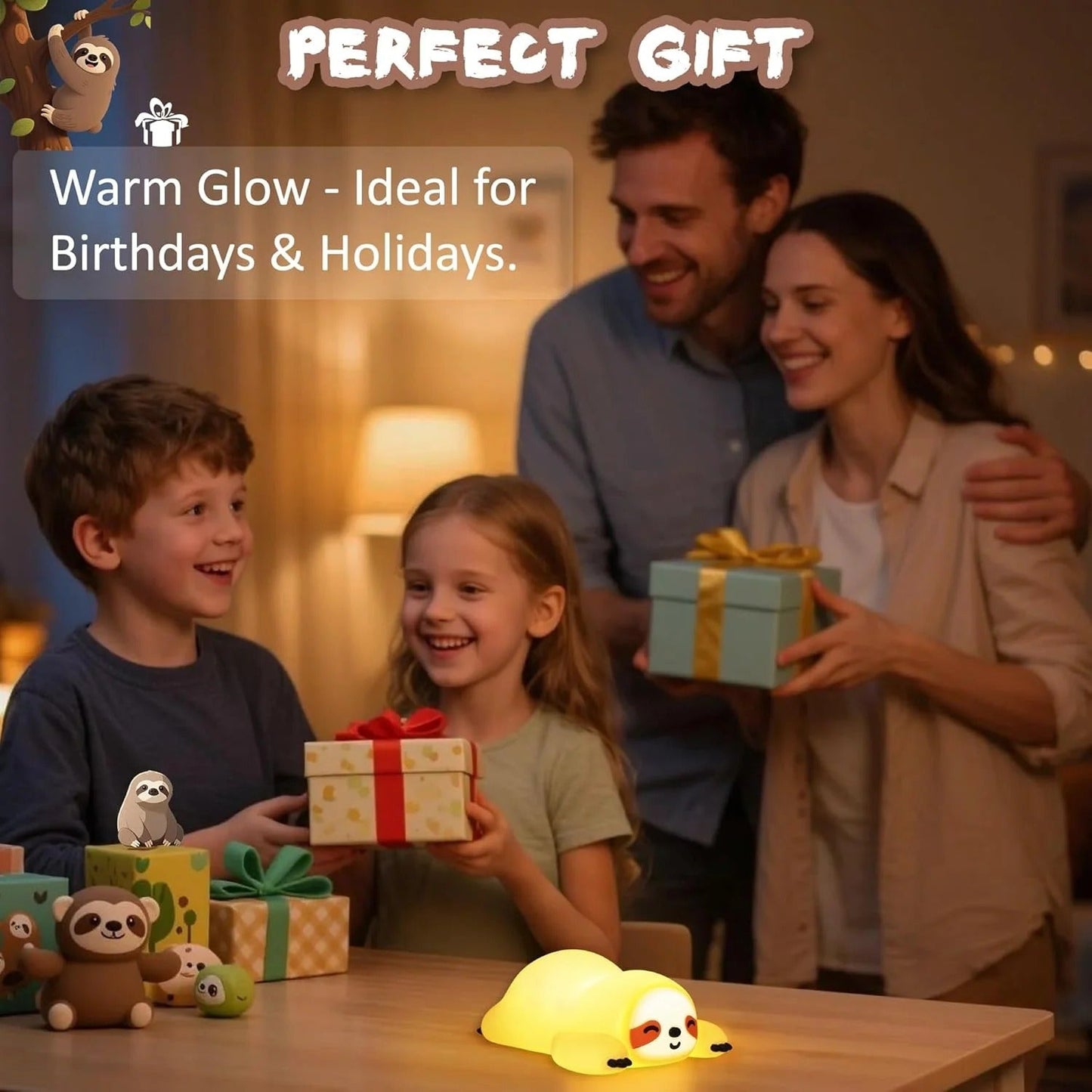 Sloth Night Light – Soft LED Bedside Lamp