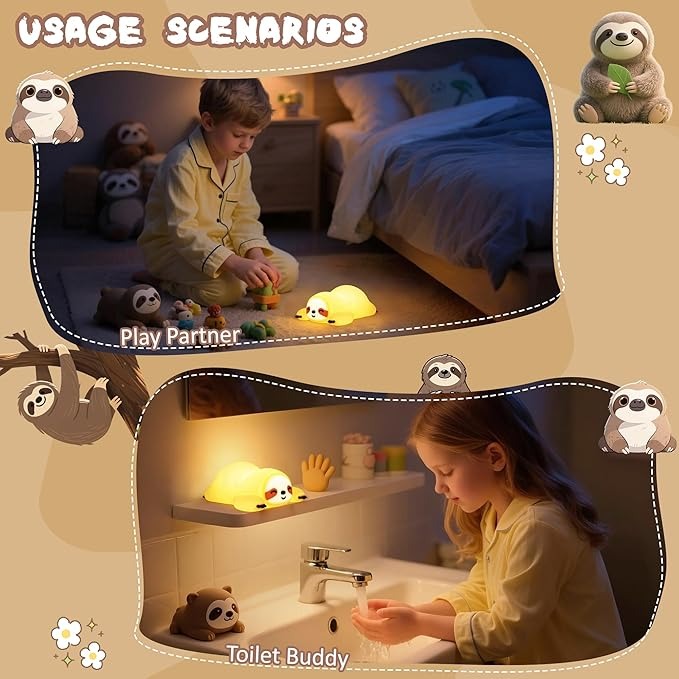 Sloth Night Light – Soft LED Bedside Lamp