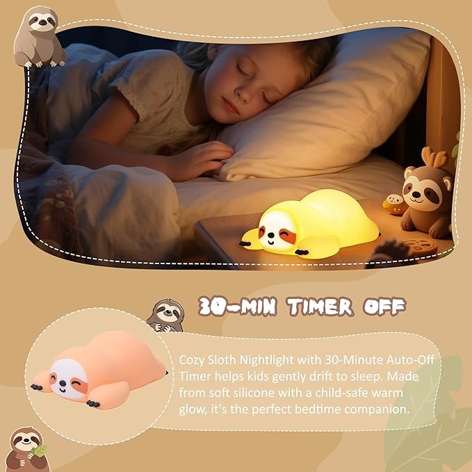 Sloth Night Light – Soft LED Bedside Lamp
