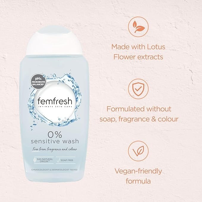 Femfresh 0% Sensitive Intimate Wash – Fragrance &amp; Colour Free
