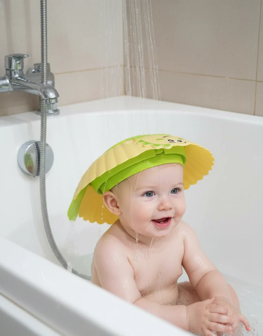 Kidilo Baby Shower Cap – Dino Silicone Eye & Ear Protection