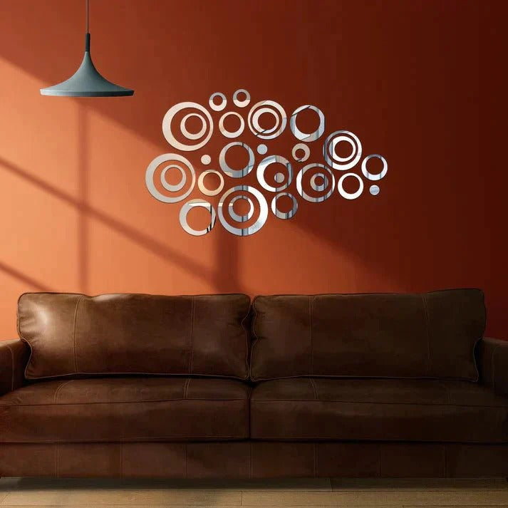 3D Ring 42 Silver Acrylic Mirror for Wall Decor